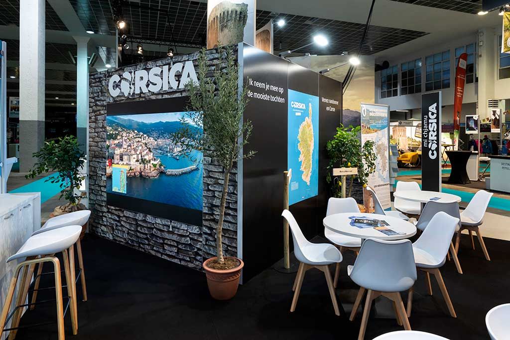Stand for Corsica at Vakantiesalon, Brussels by com2com